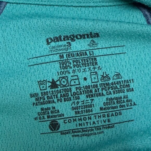 Patagonia Women’s Capilene 3 Midweight 1/4-Zip M Green/Mint - Picture 3 of 9